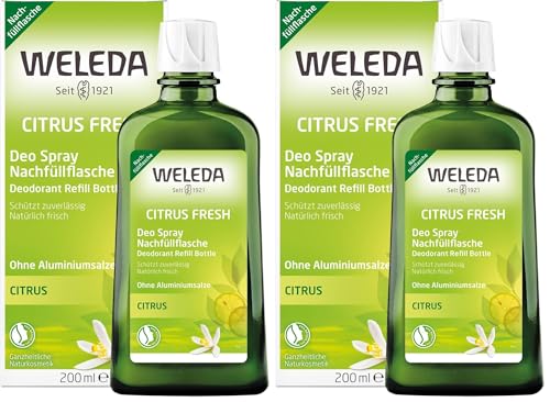 WELEDA Bio Deodorant CITRUS FRESH Nachfüllflasche - natürlich frisches Naturkosmetik Deo mit ätherischen Ölen, wirkt desodorierend ohne Poren zu verschließen, ohne Aluminiumsalze (1 x 200 ml)