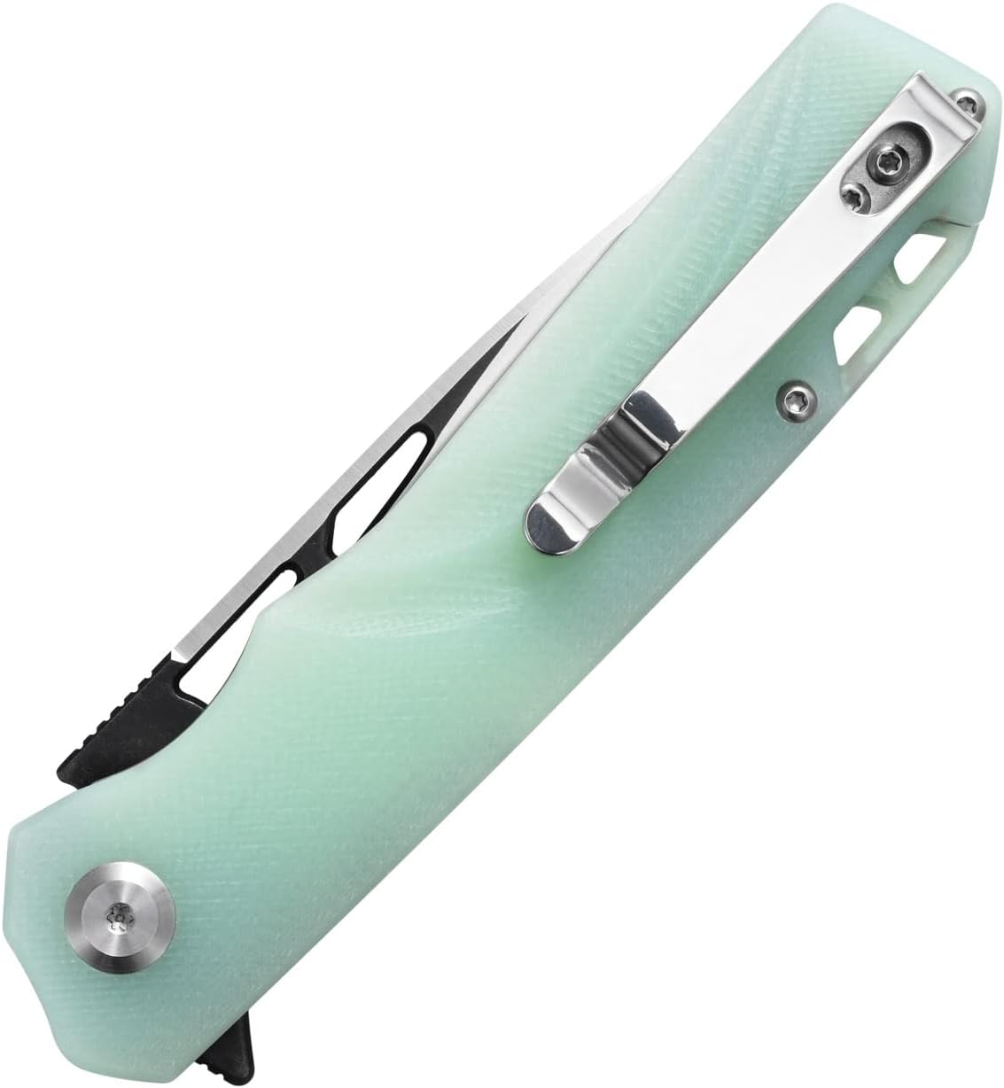Sitivien ST141 Folding Knife,D2 Steel Blade G10 Handle Pocket Knife EDC Tool Knife for Survival, Hiking, Camping, Fishing(Jade)