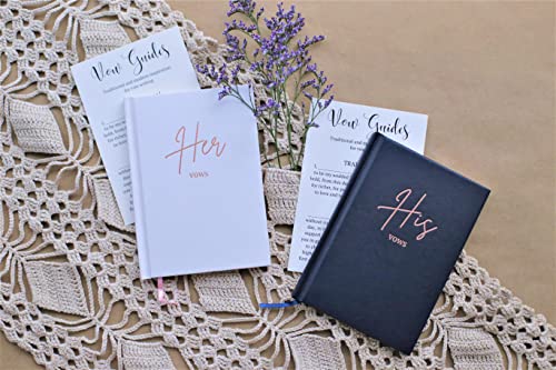 Wedding Vow Books His And Hers- Vow Books, Set With Wedding Cards For Parents, Vow Books For Wedding, Hardcover Rose Gold Foil & Gilded Edges, 13.97 X10.16 Cm 40 Pages, 2 Pcs Navy Blue White #TOP1