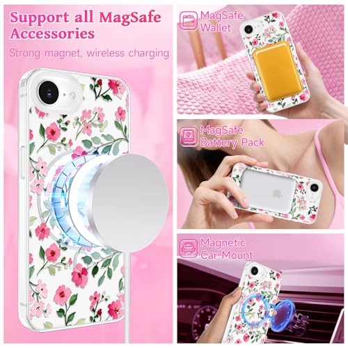 Coque iPhone 16e magnétique transparente de protection motif fleurs haut de gamme - 2