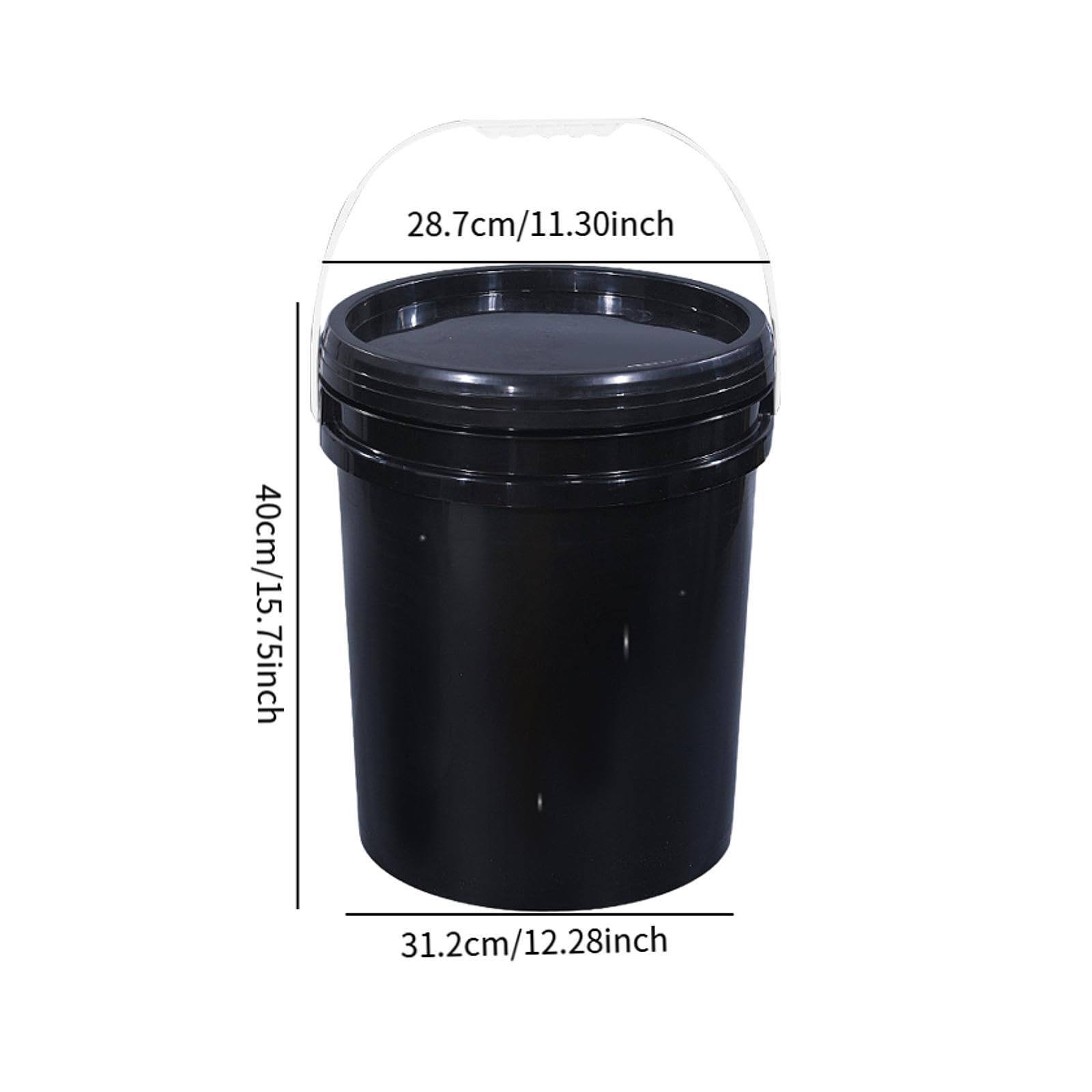 Cubeta de Almacenamiento Contenedor Vacío con Asa Ergonómica Y Tapa Sólida de PP para Agua Guardar Pintura Granos Frutas Adecuad, Negro, Individual