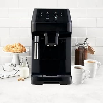 Automatic Espresso Coffee Machine, Black, Touch Control Panel, Bean to Cup, with Steam Wand