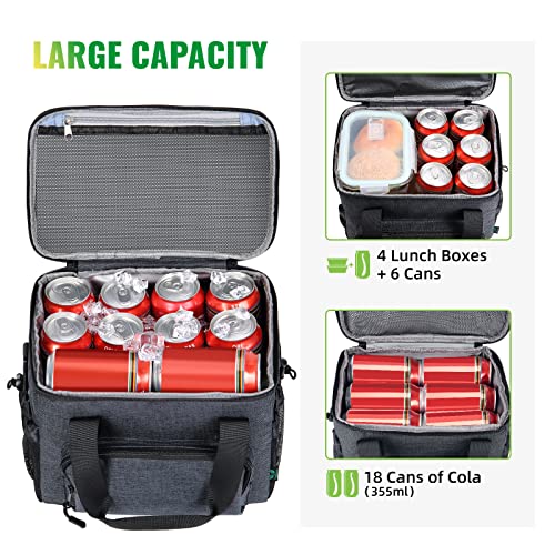 F40C4Tmp Double Leaves Lunch Box For Men, Large Insulated Lunch Bag For Adults Women, 12L Blue Lunchbox Cooler Bag For Work Picnic #TOP2