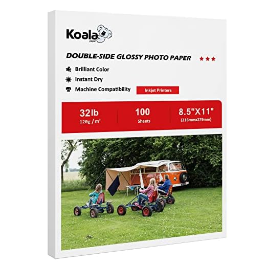 Koala Double Side Glossy Photo Paper 8.5x11 Inches 120gsm 100 Sheets Compatible with Inkjet Printer
