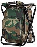 UISTRENGH Folding Large Size 3 in 1 Multifunctional Fishing Backpack Chair Stool with Cooler Insulated Picnic Bag Portable for Hiking Camping Travel BBQ Trekking (Camouflage)