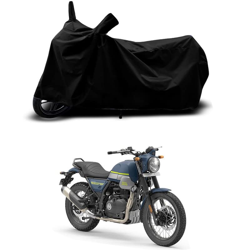 HEDWING Bike Body Cover Compatible for Royal Enfie Scram 411 Blazing Water Resistant Dustproof/Indoor/Outdoor and Parking with All Varients Full Body Protection(Colour-Black)