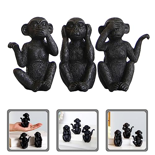 Set de 3 estatuas de mono de resina decorativas miniatura 4