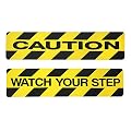Caution/Watch Step Floor Signs. 2 Pack Non-Slip Stair Warning Caution Tape Treads. 6" X 24" Self-Adhesive Black/Yellow Safety Floor Decal Anti Slip Tape Stickers. Workplace or Home Safety Stair Sign