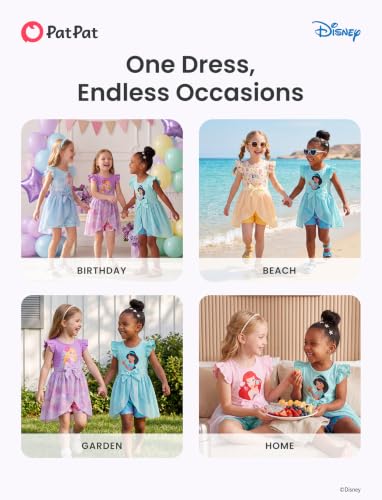 Image of Disney Princess Frozen Elsa Minnie Mouse Stitch Toddler Girl Romper With Skirt Overlay Summer Jumpsuit with Bow 2-6 Years
