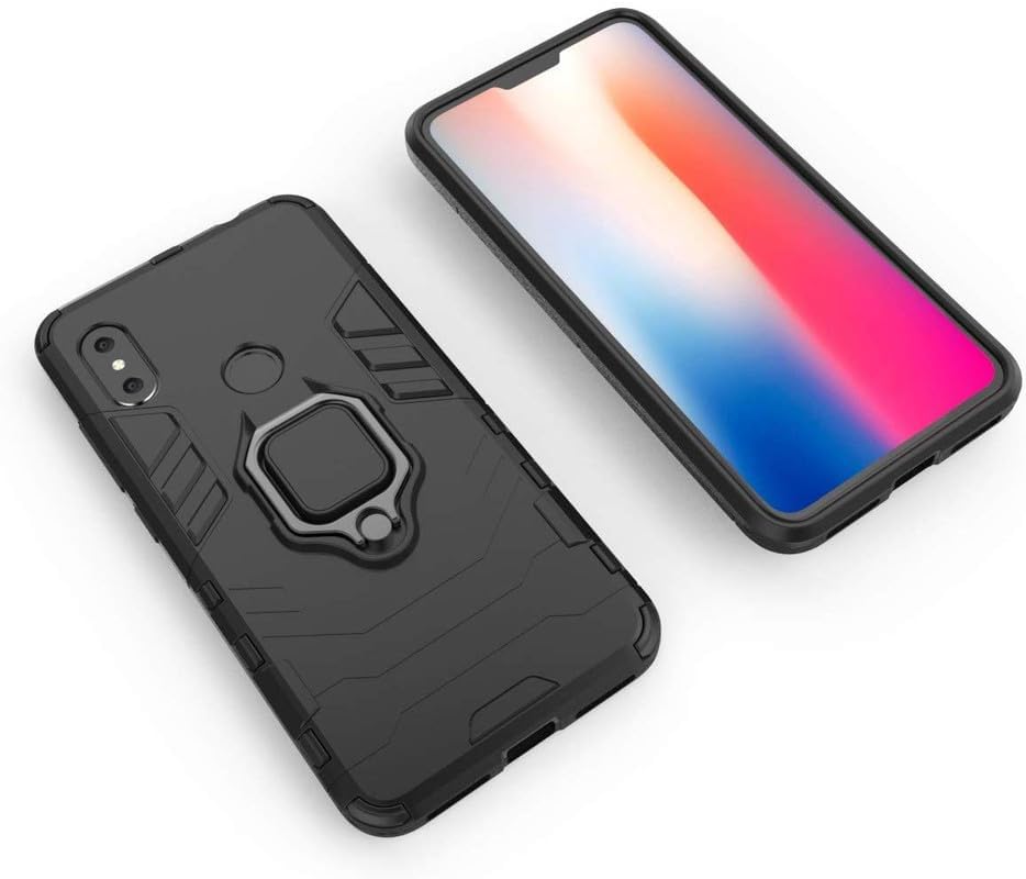 Image of Shockproof Hybrid Heavy Duty Robot Ring Case with Stand Double Protective Back Cover for Xiaomi Redmi Note 5 Pro - Black