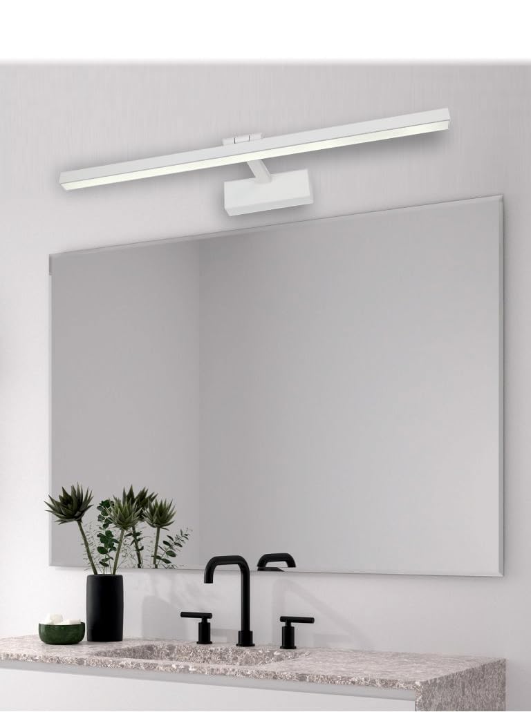 Applique murale LED pour illuminer les tableaux, miroirs, peintures murales, 14 W style traditionnel et élégant, ton de lumière chaude 3000 K, finition blanche satinée, articulée. 60 cm