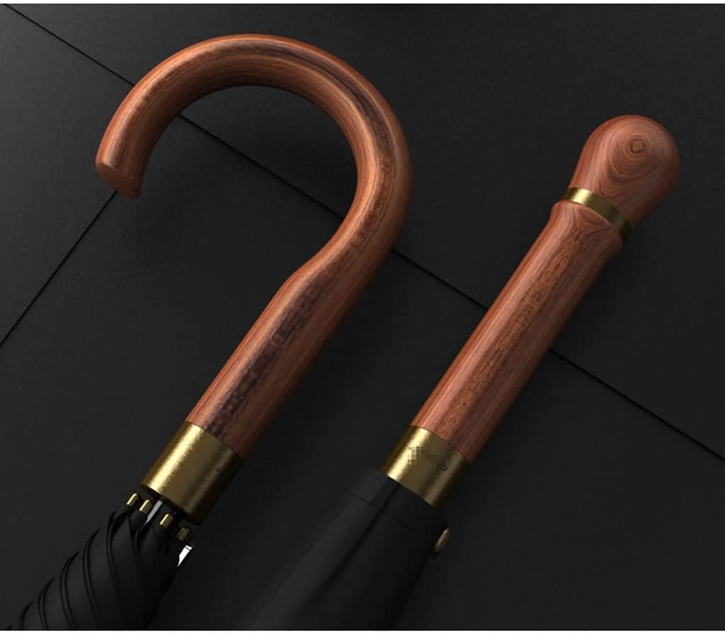 British Retro Golf Umbrella with Wooden Handle High-End Business Waterproof Stick Umbrella Reinforced and Wind Resistant Golf Umbrella for Adults Men Women