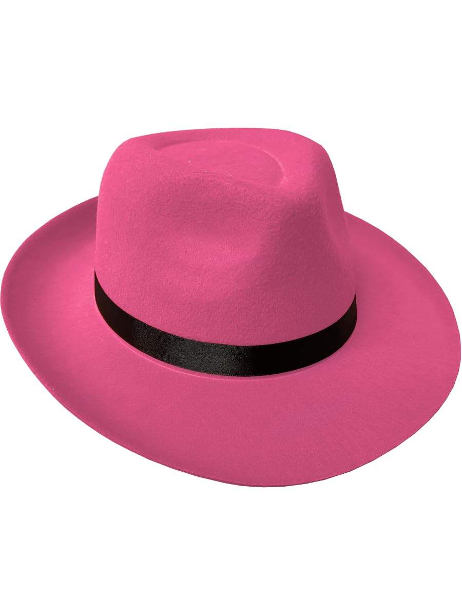 Adult's Pink 20s Gangster Fedora Hat Costume Accessory
