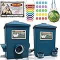 Automatic Port Chicken Feeder and Cup Waterer Set - Chicken Coop Accessories, No Waste Poultry Feeder, 3 Gallon/16 Pounds