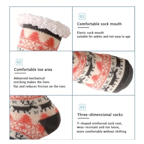 ZGXNYI Hausschuh-Socken Winter Warme Socken Frauen Pinguin Plüsch Weiche Weibliche Non Grip Boden Hausschuhe Kurze Socke Fuzzy Flauschigen Hirsch Elch Bär rutschfeste Hausschuh Socken(Pand