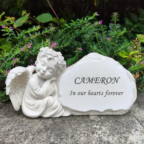 Generisch Personalisierte Gedenkgarten Engel Steine graviert mit jeder Nachricht für benutzerdefinierte Grabsteine Friedhof Marker Memorial Geschenke Symapthy Geschenke im Freien
