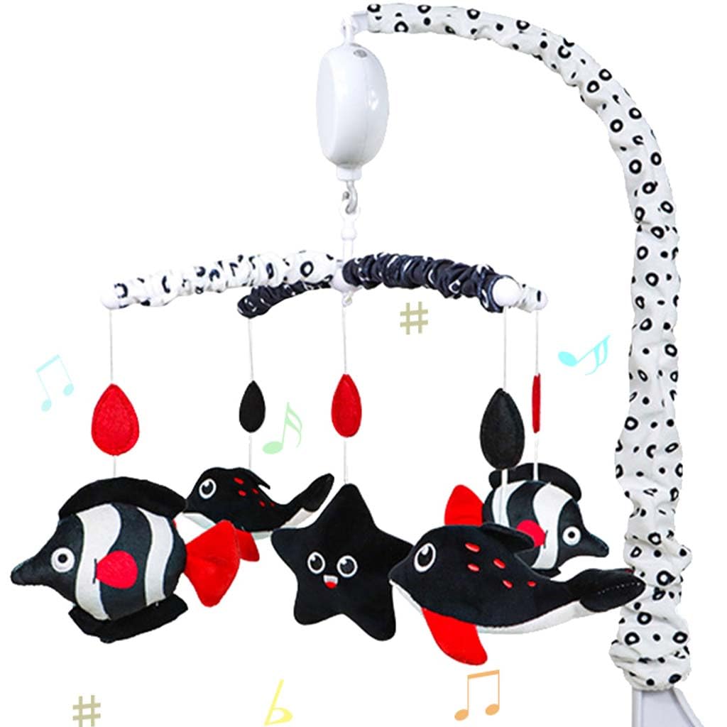 KAKIBLIN Baby Crib Mobile with Music, Baby Mobile for Crib with Hanging Rotating Toys, Nursery MobileS for Newborns with 35 Lullabies, Black and White MobileS for 0-24 Months, Ocean Animals