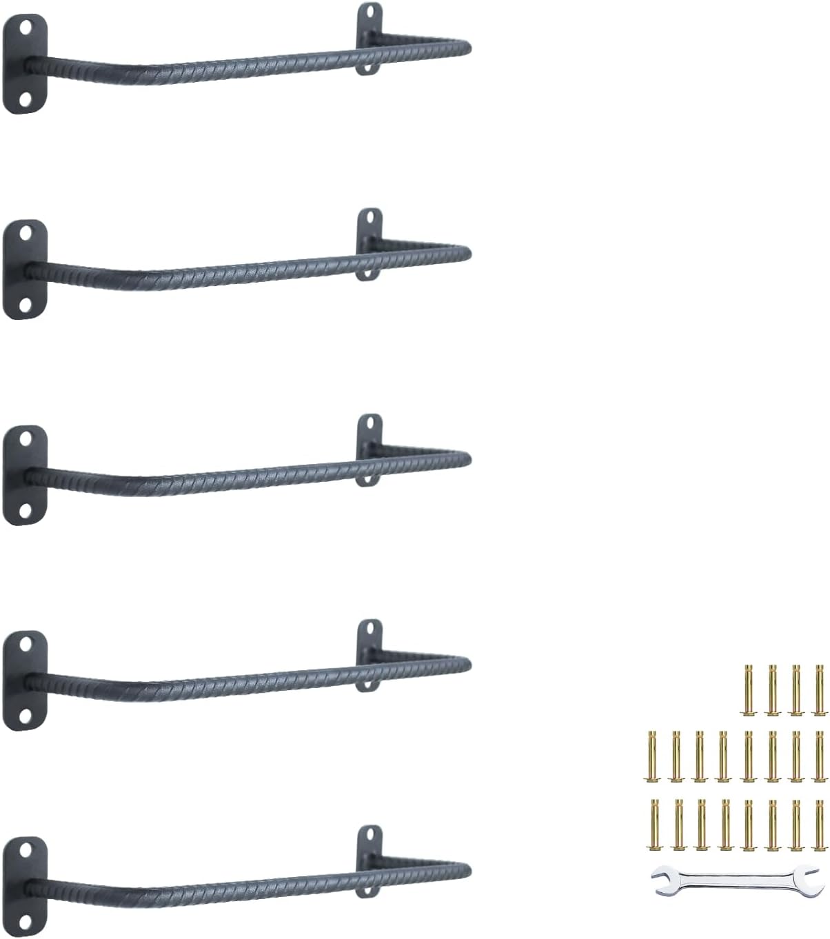 5-Rung Window Well Ladder, Heavy Duty Steel Basement Egress Ladder, Adjustable Wall Muonted Ladder for Home Safety, 700LBS