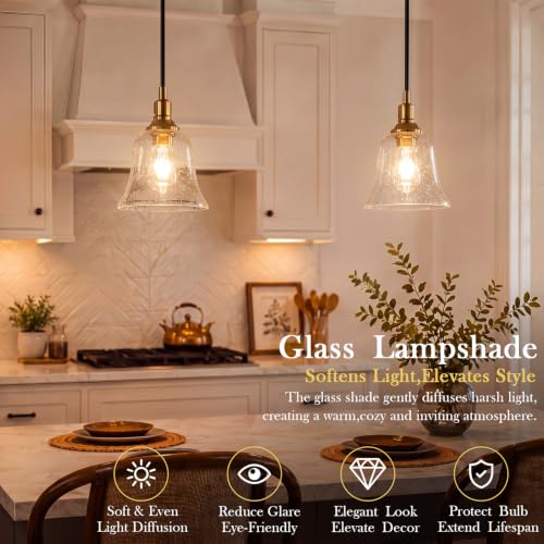 Image of Teenyyou 6 Pcs Bubble Seeded Bell Shaped Glass Lamp Shade Replacement | Globe Ceiling Fan Light Cover with 1-5 /8'' (42mm) Fitter for Chandelier Wall Sconce Pendant Light Bathroom Vanity Fixture