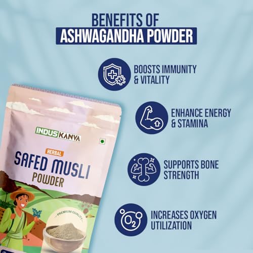 Image of Safed Musli Root Powder 100 Grams | Natural | Non-GMO | Siva Musli Podi /Shweta Musli Hudi | Chlorophytum Borivilianum | No Added Preservatives