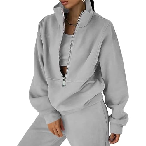 Image of Litthing Tracksuit Womens Full Set Lounge Wear Sets 2 Piece Ladies Fleece Tracksuits Comfort Long Sleeve Activewear Zip Coat Tops Trousers Sets Fashion Casual Thermal Autumn Winter