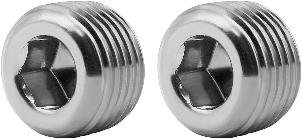 JoyTube 1" NPT Pipe Plug Male Thread Stainless Steel Fitting Countersunk Internal Hex Head(Pack of 2)