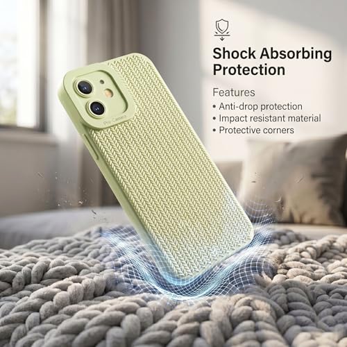 Image of amazon basics Luxury 3D Knitted Texture Soft Silicone Back Cover for iPhone 11 | Slim Fit Shockproof Case with Camera Protection & Non-Slip Grip - Green