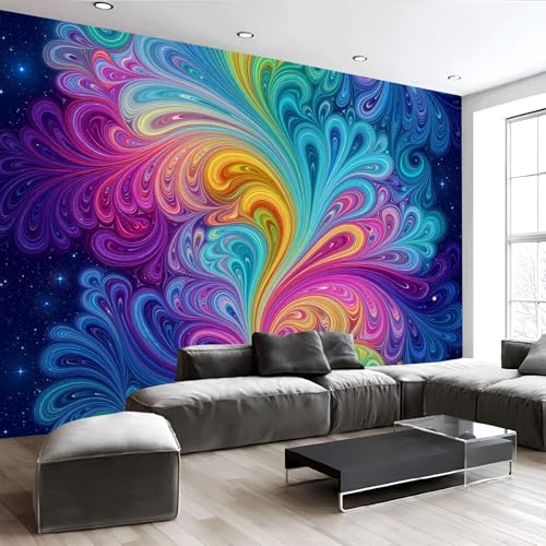 Papier peint panoramique 3D bleu marbre 250x175 cm pour salon