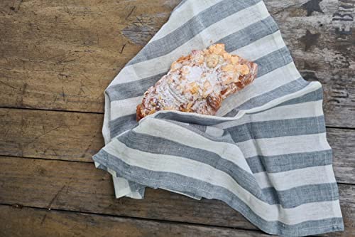 Marc Oliver Linen Cloth Napkins Striped White Grey. Set Of 4, 20" X 20" Stonewashed 100% Linen Napkin Fully Sewn Hem. Washable, Reusable For Dining Table, Kitchen, Home, Party, Restaurant #TOP5