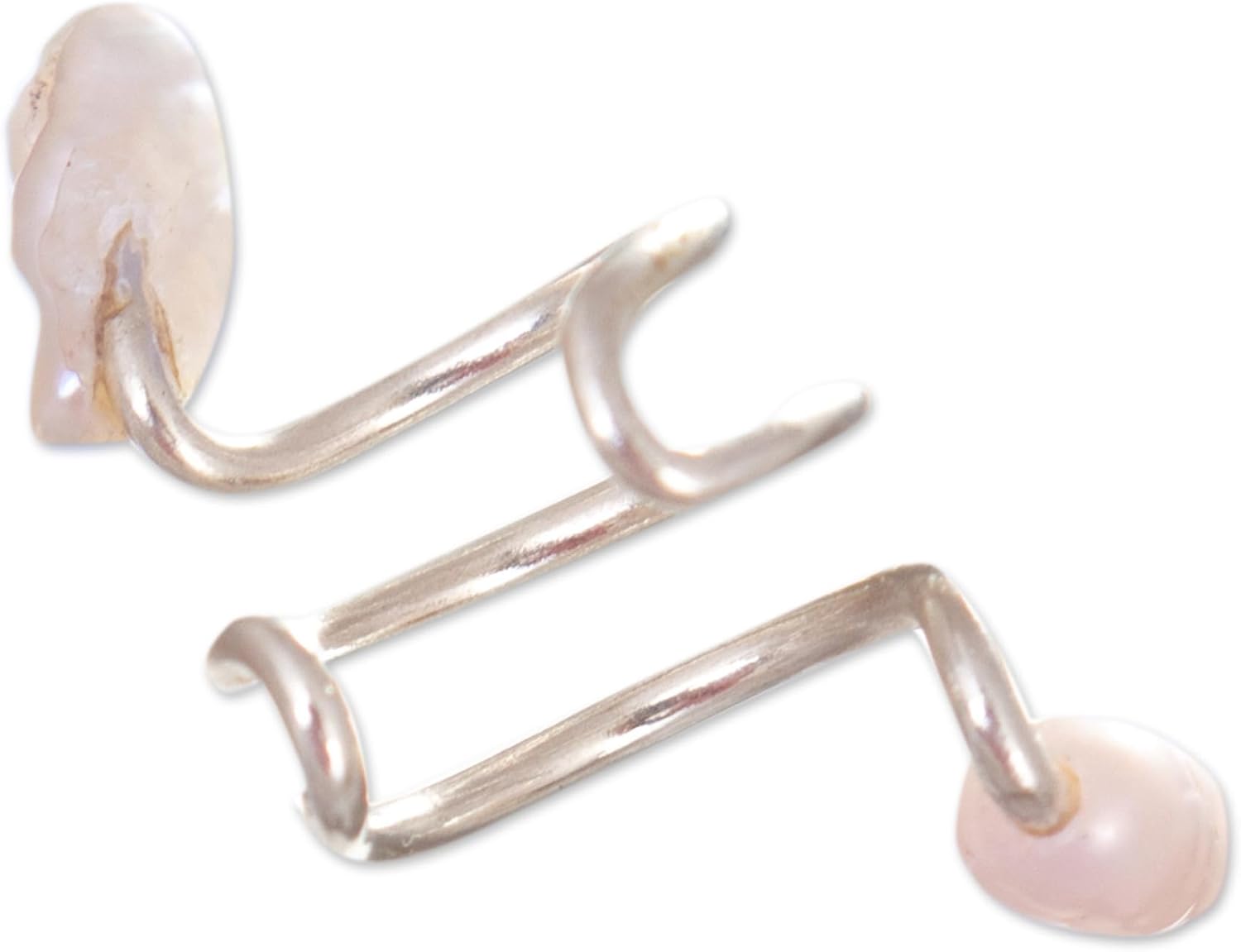NOVICA Pearl White-Rose Cultured Freshwater Pearl .925 Sterling Silver Earrings 'Marine Spirals'