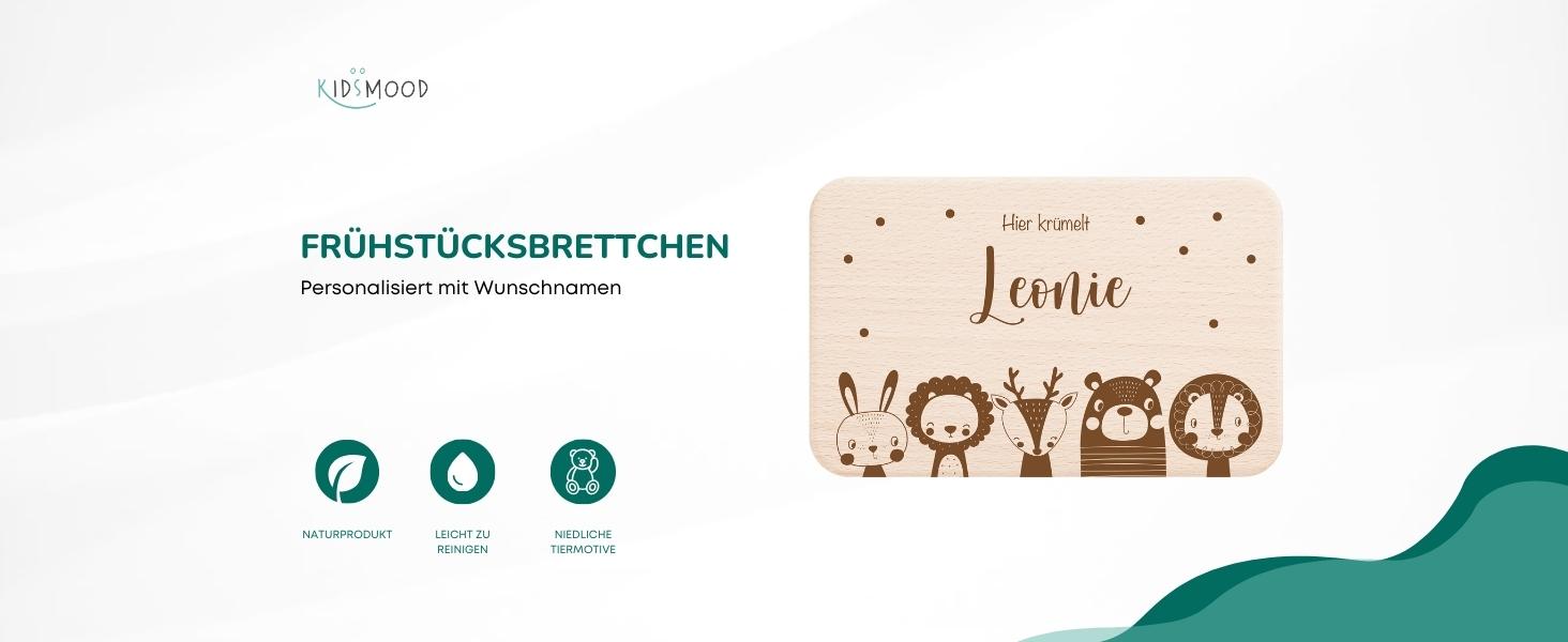 Personalisiertes Frühstücksbrettchen Aus Buchenholz – Mit Namen & Tiermotiv, 22x14 Cm, Handgefertigt In Deutschland