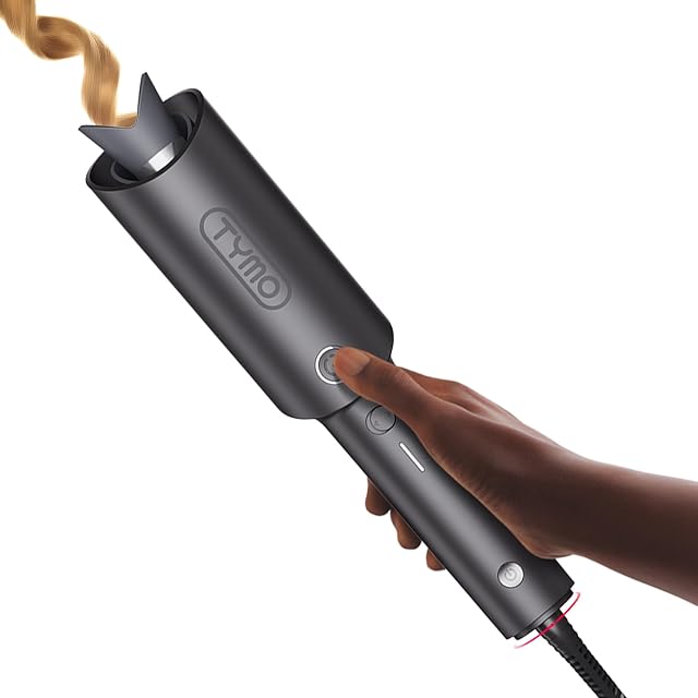 TYMO CURLPRO Roulement automatique en fer - Plage Waves Curling Wand, coiffeur portable, 500 Millions d'ioniques, double tension & Léger pour le voyage, Revêtement en céramique, Gris métallisé 1 de pouce