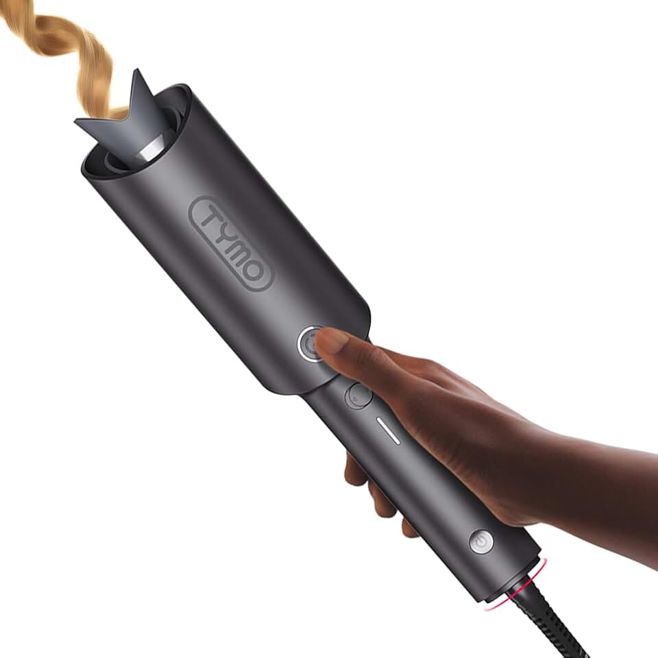 Automatic Rotating Curling Iron - TYMO CURLPRO Beach Waves Curling Wand, Portable Hair Curler, 500 Million Ionic, Dual Voltage & L
