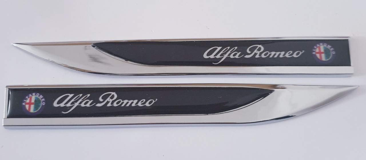 One Pair metal 3D refitted vehicle car marks Emblem Badge Decal Auto Door Fender Side sticker For Alfa Romeo Black