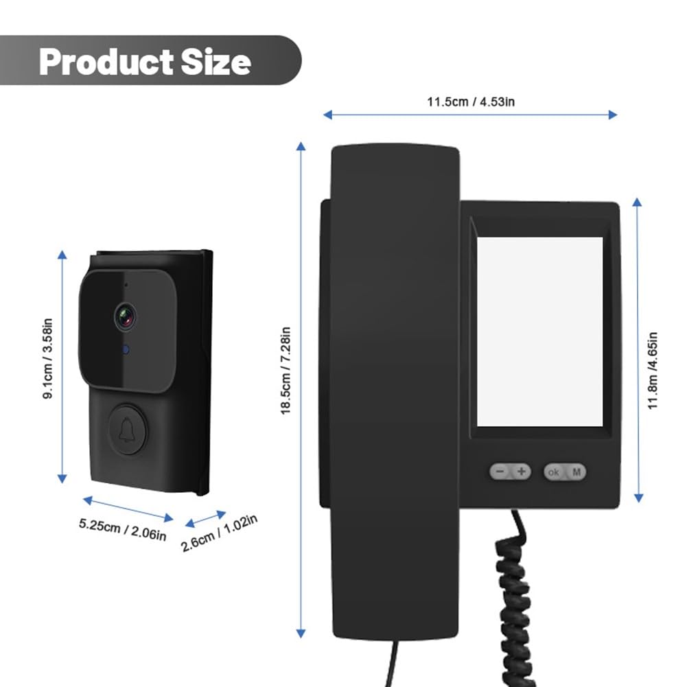 Timbre inalámbrico con video con pantalla de 3.5 pulgadas, infrarrojos y conversación bidireccional, sistema de intercomunicación de seguridad para el hogar, no necesita aplicación