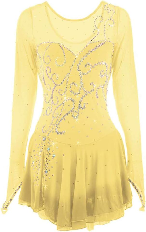 Gradient Ice Figure Skating Suit Girls Roller Skating Costumes Long Sleeve Leotard Competition Activewear