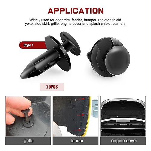 Image of Nilight 60PCS Fender Flare Rocker Moulding Clip Assortment 68039280-AA, 55156429-AA, 6503598,6501559 Replacement for Jeep Wrangler Chrysler Ford GMC with 1 Fastener Remover