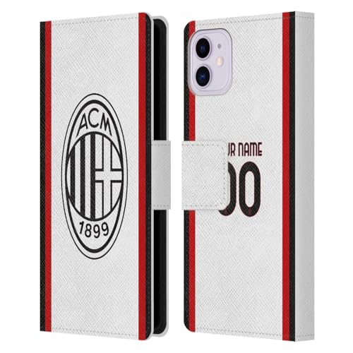 Coque en cuir à portefeuille Apple iPhone 11 AC Milan Away Kit 2024/25