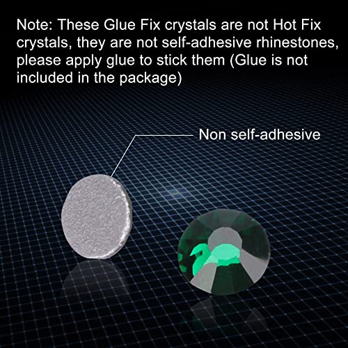 Image of Jollin Glue Fix Crystal Flatback Rhinestones Glass Diamantes Gems for Crafting Nail Art Crafts Decorations Clothes Shoes 6.4mm (ss30 288pcs, Dark Green)