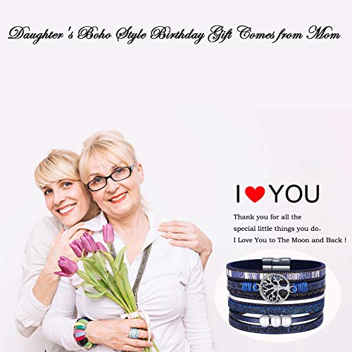 Image of Desimtion Inspirational Tree of Life Boho Leather Wrap Bangle Bracelets for Women, Teen Girl Gifts Trendy Stuff, Fashion Accessories Jewelry Gifts for Women Girls