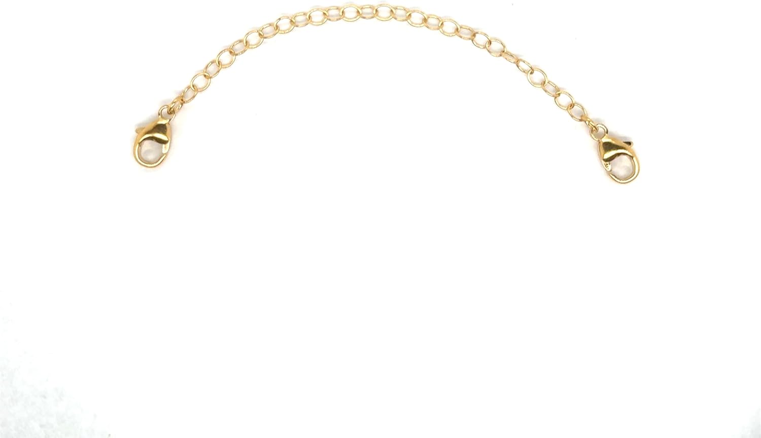 AZAGGI Safety Chain Size 2-6 Inches Gold Plated Over .925 Sterling Silver Bracelet Necklace Safety Chain with Two 5mm Lobster Claw Clasps