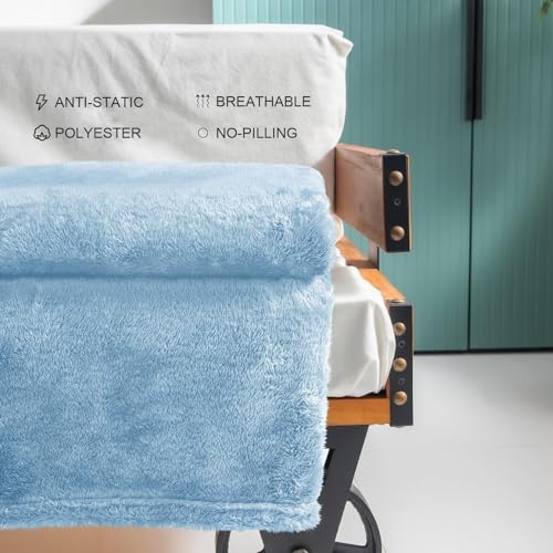 Image of VOMZER Premium Plush Double Blanket | 300 GSM Lightweight Cozy Soft for Bed Sofa Couch Travel Camping| 153x229 Cm /60x90 Inches Washed Blue