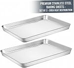 Stainless Steel Baking Sheet Set of 2, 12x10x1 Inch Cookie Sheet Baking Pan Set, Heavy Duty Rust Free Mirror Finish Easy Clean PansBaking