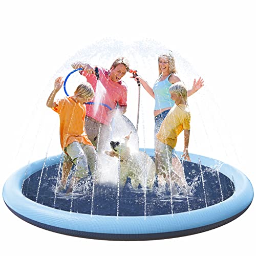7.9 Feet Non-Slip Splash Pad For Kids And Dog，94" Thicken Splash Pads For Toddlers Kids Sprinklers For Outside，Kids Pool Summer Outdoor Water Toys For Backyard (94") #TOP4