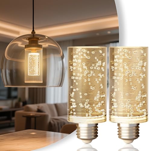 JandCase LED Bulb,5W,3000K,500LM Dimmable E26 Acrylic Bubble Bulb with Ceramic Base, Suitable for E26 Lighting Fixtures Including Chandeliers, Wall Sconces, Table Lamps, and Vanity Lights-2 Pack