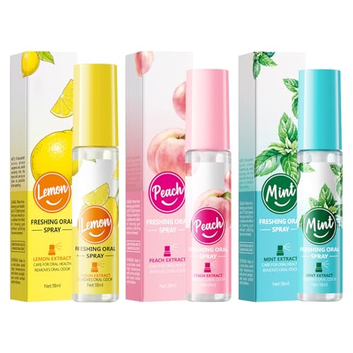 3 Unidades Spray Bucal,Spray Aliento Fresco,Sabor A Fruta Espray Bucal,18 Ml Cada Una,Combate El Mal Aliento Y La Boca Seca,Portátil Y Práctico,Efecto Duradero
