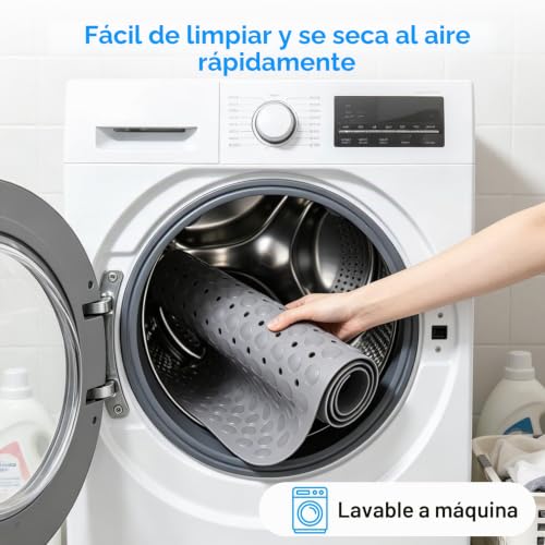 Alfombrilla bañera antideslizante lavable a máquina de 60x90 gris 7