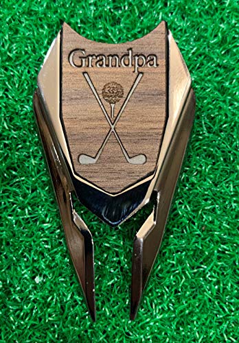 The Quintessential Hostess Grandpa Engraved Golf Gift Divot Tool and Ball Marker (Walnut) - Dad Personalized Gift, Dad Birthday Gift, Gift for Dad, Gift for Him Father's Day Grandfather Granddad Gift