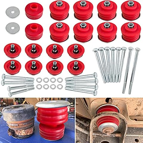KF04060BK Body Mount Bushing Kit for Ford F250 F350 Super Duty 2008-2016 2WD 4WD Polyurethane Body Cab Mounts & Steel Sleeves & Hardware (Red) Cover