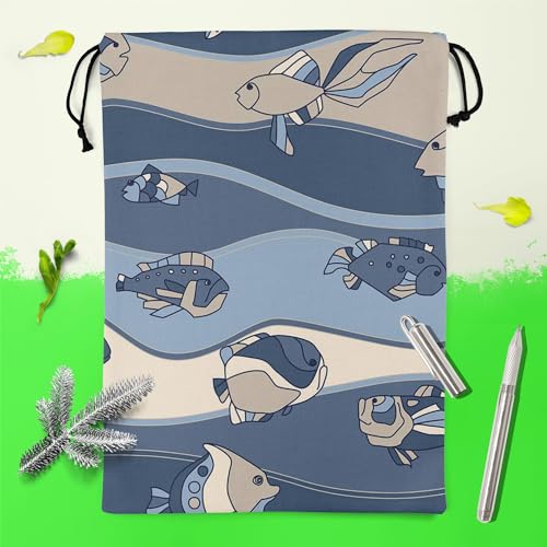 Image of ArtzFolio Fish Aquarium | Reusable Sack Bag | Bag for Gym, Storage, Vegetable & Travel